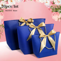 2020 New Arrival Wedding Gift Bags Large Size Box Pack Bag Pajamas Clothes Packaging Gold Handle Paper Box Bags Custom Logo