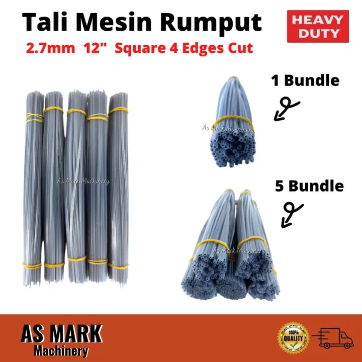 HEAVY DUTY]Tali Mesin Rumput 12 D/SQ 2.7mm Kelabu 5 ikat 1Kg Nylon ...