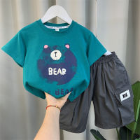 Boys Summer Suit 2023 New Fashion Baby Summer Casual Short-Sleeved Childrens Ruan Shuai Fried Street Clothes