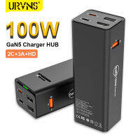 URVNS 100W GaN เครื่องชาร์จ Type-C แบบเร็วฮับชาร์จไฟ4K HDMI รองรับที่ชาร์จตั้งโต๊ะการหล่อหน้าจอสำหรับสวิตช์สตีมเด็ค