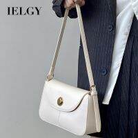 IELGY กระเป๋าแบบหนีบแขนฝรั่งเศสเปิดไหล่ข้างเดียวตัวล็อคปิดสูงสำหรับผู้หญิง