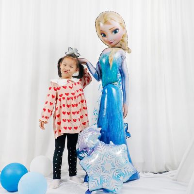 Lamontuo ตุ๊กตาเจ้าหญิงเอลซ่าอาอิชา3D ยักษ์น้ำแข็งงานเลี้ยงวันเกิดของเด็กหญิงบอลลูนอาบน้ำทารกของขวัญ Kids Toys อากาศ