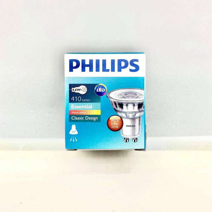 หลอดไฟHalogen LED Spot PHILIPS ขั้วGU10 4.6w Warm White แสงเหลือง ...