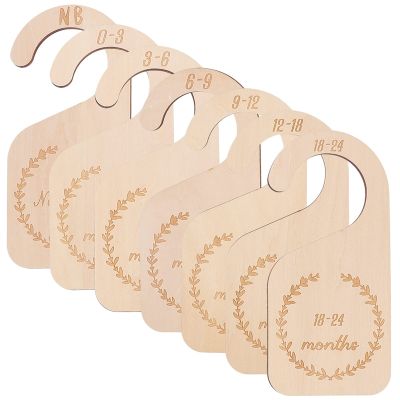 7Pcs Wooden Baby Wardrobe Dividers, NB to 24 Months Baby Cloth Organizer By Age Nursery Infant Wardrobe Divider Gift