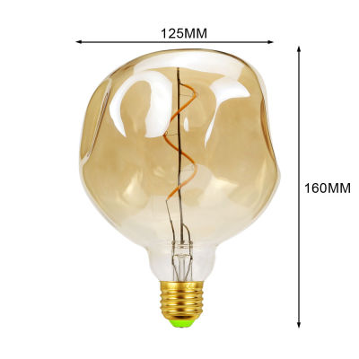 TIANFAN Led Bulbs Vintage G125 Big Globe Stone Spiral Filament 3W Dimmanble 220240V E27 Super Yellow Warm