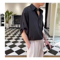 Ready❤ Mens Shirts Unisex Short Sleeve Shirts Summer Cool Ice Silk Short Sleeve Shirts