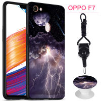 มาใหม่ล่าสุด OPPO F7เคสโทรศัพท์เคสซิลิโคนเนื้อนิ่มสำหรับ OPPO ที่ขาตั้งโทรศัพท์ลวดลายและเชือกแบบเดียวกัน