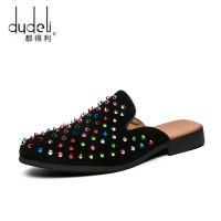 2021Fashion Luxury Dress Shoes Men Casual shoes Mules Slippers Chaussures Mocassin Homme Slip On Designer Rivet Shoes Party Loafers