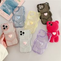 [Phone case]ลูกอมสีหมีรักหัวใจใสโทรศัพท์ครอบคลุมกรณีสำหรับ IPhone 14พลัส11 12 13 14 P RO X XR XS Max กรณีสำหรับ IPhone 14