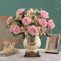 【DT】 hot  Fake Rose Bouquet 1 Bunch Artificial Flower Vivid Appearance Non-fading Faux Silk 7-head Simulation Home Decor for Household