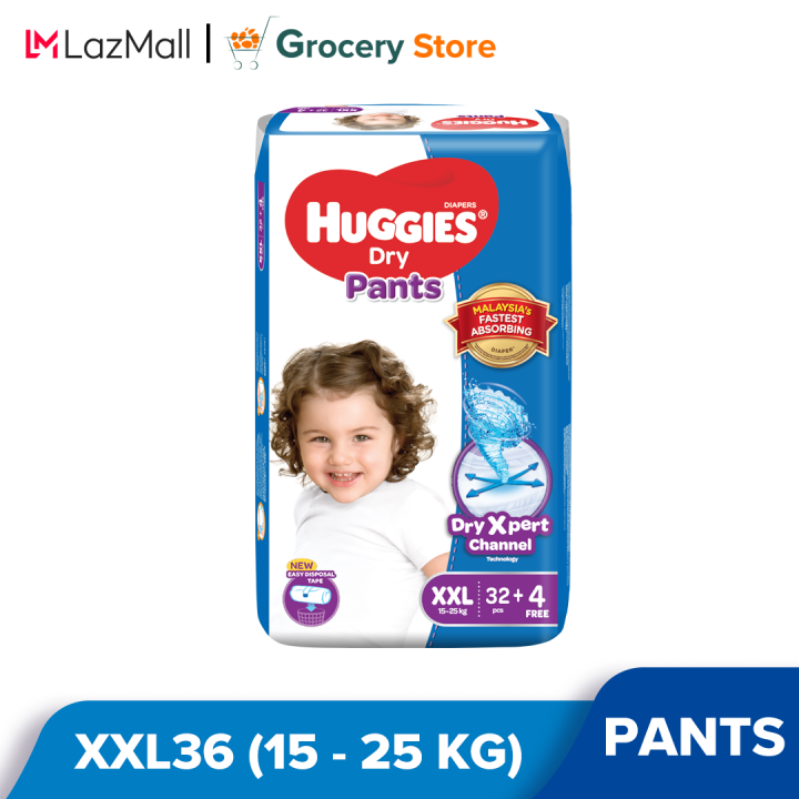 Huggies Dry Pants Diapers XXL36 (1 Pack) Absorbent and dry diapers for