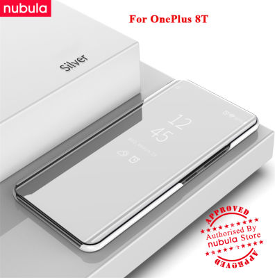 NUBULA สำหรับ OnePlus 8T (6.55นิ้ว) เคสพลิก Luxury เคสมือถือสะท้อนเงา Clamshell Hp OnePlus 8T กรณีพลิกหนัง PU ภายใน Built-In Clear View เคสแบบพับปิดได้สำหรับ OnePlus 8T