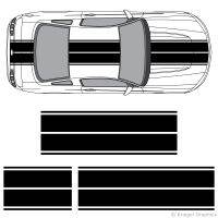 For 1Set Ford Mustang Dual Rally Racing Stripes Vinyl Double Stripe Decals Car Styling