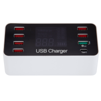 8 Port USB Fast Phone Charger Car Charger with LED Display QC3.0 Fast Charging 40W Multi-Port USB Socket 8A Charging Hub Station