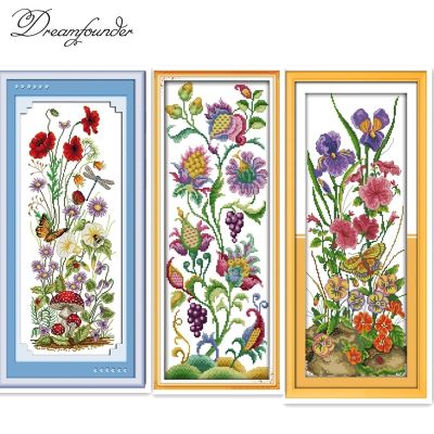 【CC】 Abstract flowers cross stitch kit flower 14ct printed fabric stitching embroidery handmade needlework
