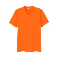 Tatchaya เสื้อยืด คอตตอน สีพื้น คอวี แขนสั้น สีพื้น Orange (สีส้ม) Cotton 100%