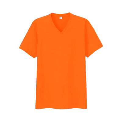 Tatchaya เสื้อยืด คอตตอน สีพื้น คอวี แขนสั้น สีพื้น Orange (สีส้ม) Cotton 100%