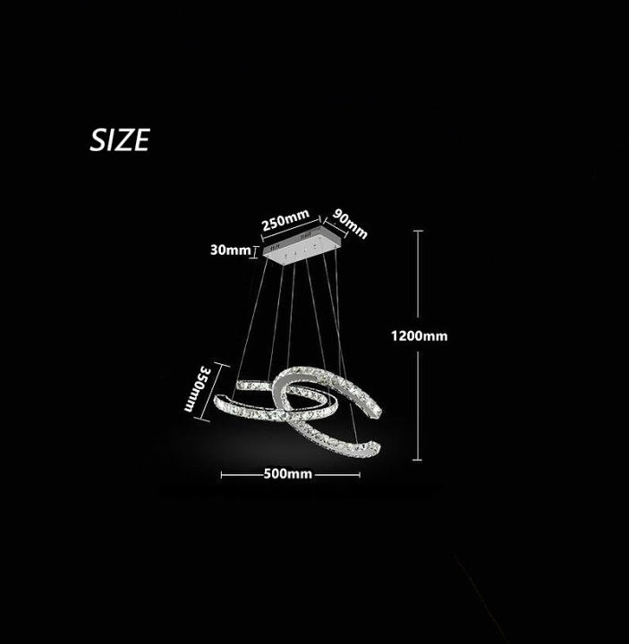 โมเดิร์นคลาสสิกรูปตัวc-2แหวนคริสตัลledโคมไฟระย้าแบบจี้โคมไฟแขวนโคมไฟสำหรับห้องนั่งเล่นบันไดไฟห้องนอน