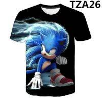 2024 Beautiful Animated T-shirt 3D Childrens Short sleeve Sonic Clip-on Hedgehog summer fashion childrens street top