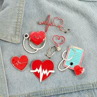 ❈●  Custom Electrocardiogram Enamel Pins Heartbeat Stethoscope Brooches Lapel Badges Jewelry Gifts Doctors And Nurses