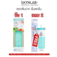 1 แถม 2 SKYNLAB Premium Fresh Smile Toothpaste 160 g.สกินแล็บ ยาสีฟันพรีเมี่ยม เฟรชสไมล์ 160 กรัม แถมฟรี แปรงสีฟัน+ยาสีฟัน 12 กรัม