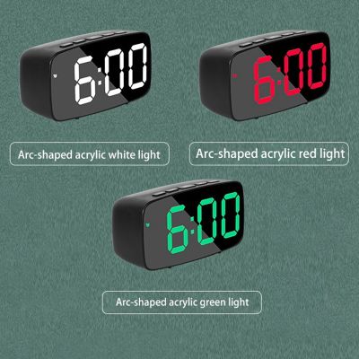 Smart Digital Alarm Clock Bedside,White LED Travel USB Desk Clock with 1224H Date Temperature Snooze for Bedroom,Black