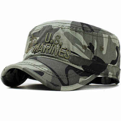 2019 United States US Marines Corps Cap Hat Military Hats Camouflage Flat Top Hat Men Cotton HHat USA Navy Embroidered Camo Hat