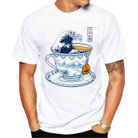 Teehub s Creative Tea Cup Men T-shirt Summer The Great Kanagawa Printed Tshirts Short Sleeve O-neck Tops Funny Tees XS-6XL