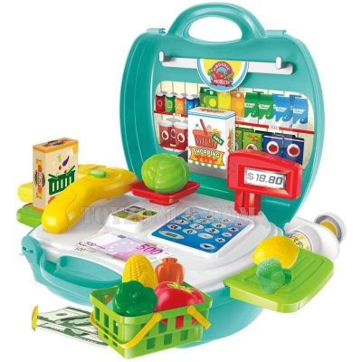 ชุดกระเป๋า แคชเชียร์คิดเงิน ซุปเปอร์มาร์เก็ต 23 ชิ้น Kids Toys Supermarket Checkout Play Suitcase Sets 23Pcs 33x27x28 ซ.ม.