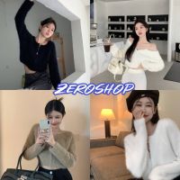 Zero shop?พร้อมส่ง? (Zero-M5508) เสื้อไหมพรม คอกลมแขนยาว ซิปรูดสองทาง ดีเทลขนมุ้งมิ้งน่ารัก