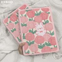 For iPad Mini 4 5 6 7.9 8.3 Inches Air 3 4 5 10.5 10.9 Inches Case Pink Tulip Bunny For iPad 2021 2022 Pro 11 10.2 Inches Cover