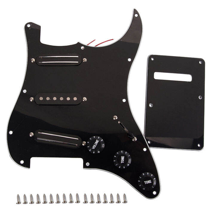 Black 3Ply Sss Dual Rail Pickups Loaded Prewired Guitar Pickguards For