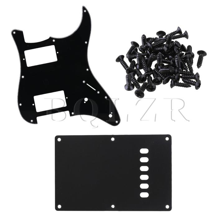 พลาสติก-hh-pickguard-กีตาร์แผ่นหลังสามชั้นเซ็ทคลุมเตียงด้วยสกรูสีดำ