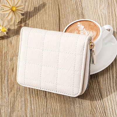 【JH】Women Men Coin Purse Simple PU Leather Wallet Zipper Solid Color Bifold Design Daily Men Card Holder Accessories
