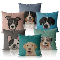 Animal Cute Dog Pillow Covers Decorative Sausage Dog Bull Terrier Pillowcases 45*45 40*40 Home Decor Square Linen Cushion Cover