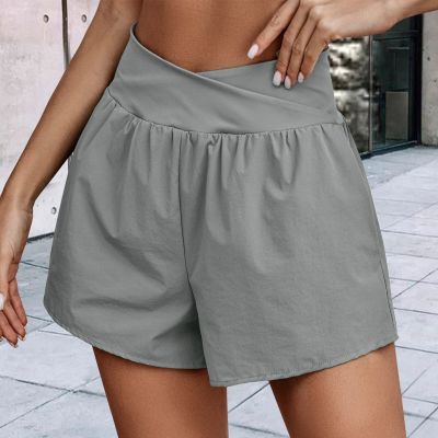 Summer Casual Shorts Women High Waist Home Beach Pants Leisure Female Yoga Sports Shorts Pockets Athletic Pants For Workout Gym