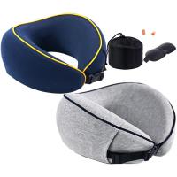 U Shaped Neck Pillow Portable Memory Foam Pillow With Earplugs Ergonomic U Shaped Cushion With Invisible Zipper For Travelling Travel pillows