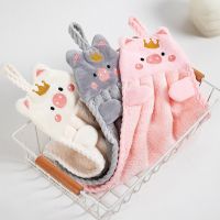 ✒ Baby Towel Coral Velvet Winter Towels Animals Cartoon Coral Fleece Kitchen Towel Hanging Hand Towel with Loop