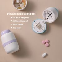 2-in-1 Pill With Cutter Cutting Small Pills Or Large In Half Quarter Organizer