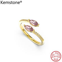 Kemstone S925เงินสเตอร์ลิง4A เพชรสังเคราะห์ชุบทองปรับได้แหวนปรับขนาดได้ของขวัญเครื่องประดับสำหรับผู้หญิง