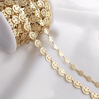 Pure ss 14K Gold Plated Smiley Face Link Chains Bulk for Necklace Choker celet Making DIY Handmade Jewelry Accessories