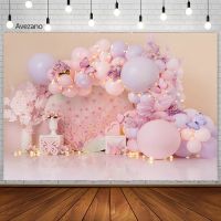 Avezano Baby Show Photography Background 1st Birthday Balloon Pink Newborn Backdrop Photocall Boy Girls Cake Smash Backdrop