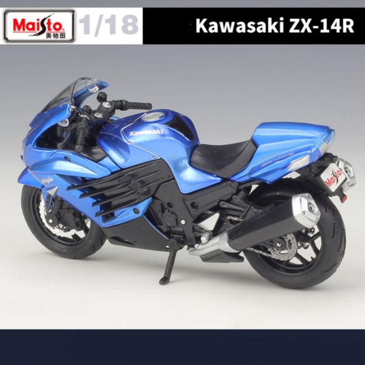 maisto-โมเดลรถมอเตอร์ไซค์คาวาซากิ-รถจักรยานยนต์กีฬา-zx-14r-นินจาแข่งรถโลหะเป็นของขวัญสำหรับเด็ก