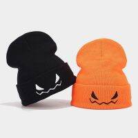 Embroidery Halloween Party Curling Men Knitted Hat Autumn Winter Keep Warm Unisex Elasticity Beanie Skull Cap