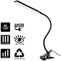 2021KEXIN 48W LED Clip on Desk Lamp with 3 Modes 14 Brightness 2M Cable Dimmer 14 Levels Clamp Table Lamp