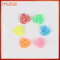 MUBAI 100pcs 12mm ครับ ลูกปัดหลากสี สุ่มแบบสุ่ม สีผสมกัน ลูกปัดรูปหัวใจ Besds หลังแบน รองเท้าส้นแบน SHINY besds ทำเครื่องประดับ DIY