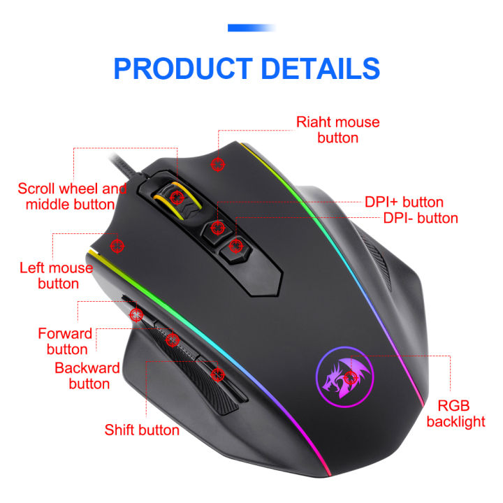 redragon-vampire-rgb-vampire-usb-wired-gaming-mouse-10000-dpi-8-buttons-mice-programmable-ergonomic-for-computer-pc-gamer-m720