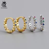 【YP】 ORSA JEWELS Round Multi-Colored Hoop Earrings 925 Sterling Small for EQE35