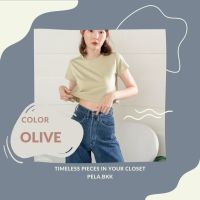 Pela.bkk - Mellow Crop top สีเขียว Olive