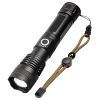 XHP50 Aluminum Alloy Retractable Flashlight, LED Power Display, USB Charging 5058Flashlight + USB Cable